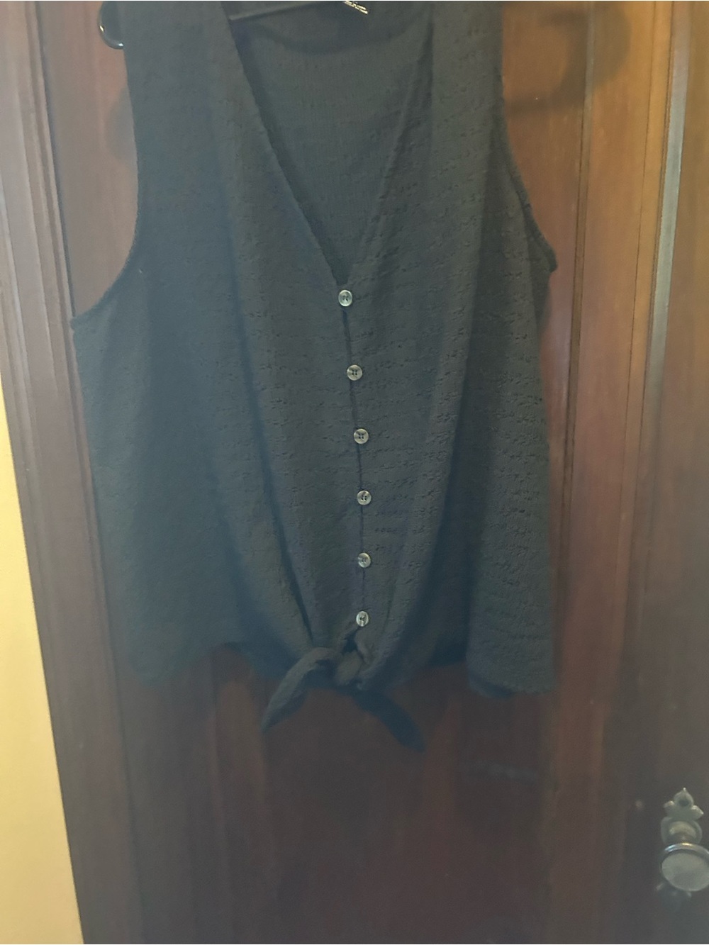 Sanctuary Black Textured Knit Tie-Front Sleeveless Top Sz 1x EUC